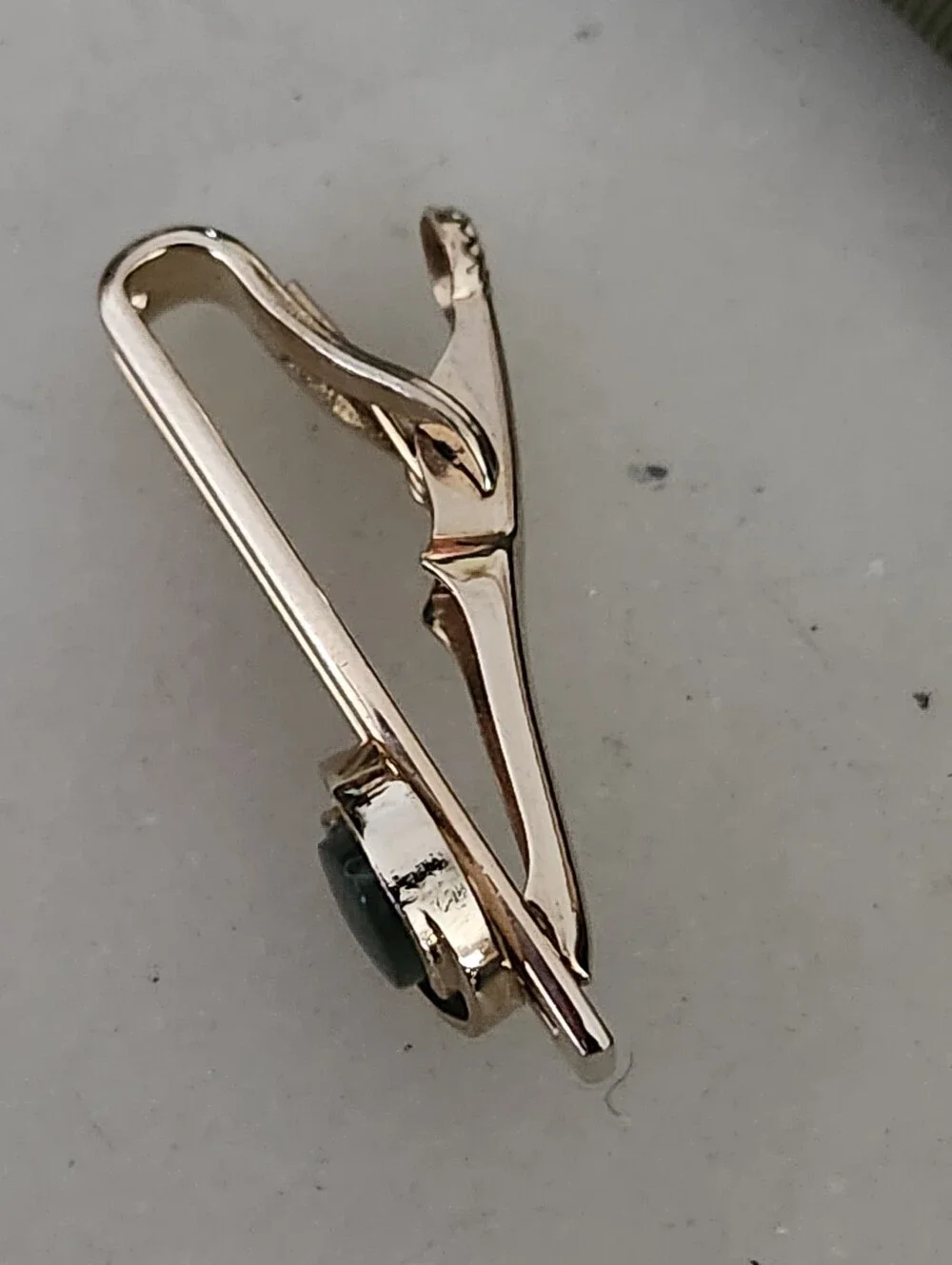 Vtg 60'S SWANK Jade Dynasty Gold-Tone Cufflinks and Tie Bar Set -Genuine Jade